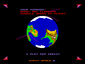 [Your mission:  Shoot red flashing missile bases on planet]