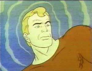 Aquaman talks to his fishy friends.
