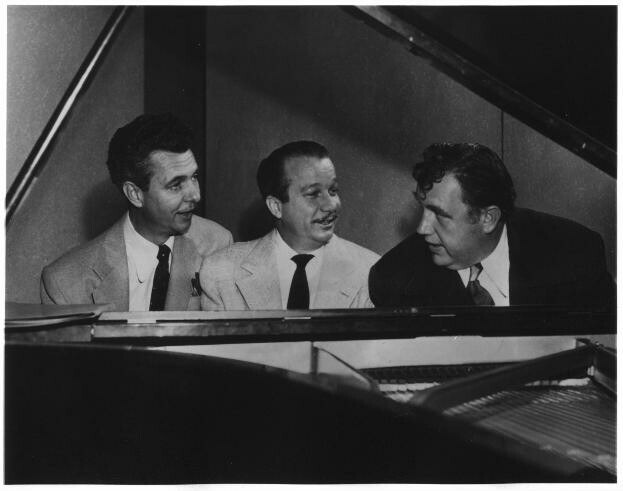 Chet Lauck and Norris Goff (Lum and Abner) with Andy Devine at the piano