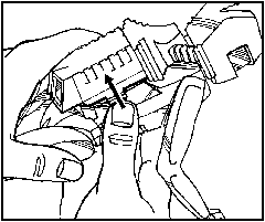 [Drawing of Rom's rocket pack/battery cover being removed.]