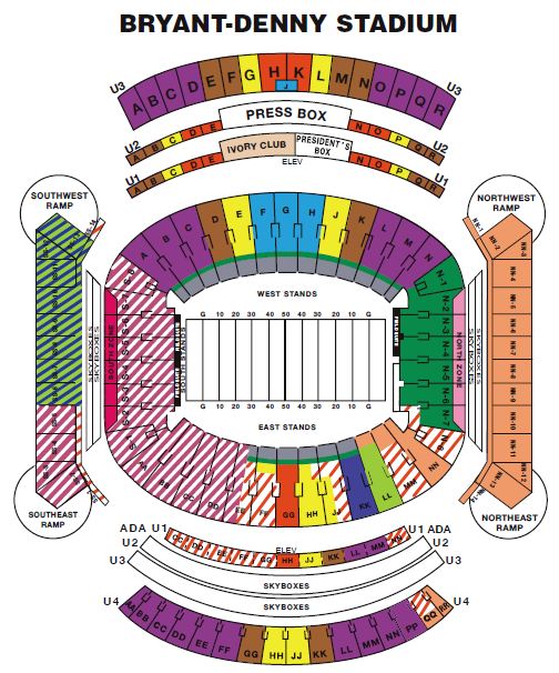 Bryant Denny Stadium Seating Chart Gates