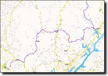 Huntsville to Monteagle map