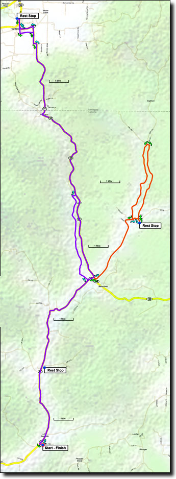 Shady Paint Rock route map