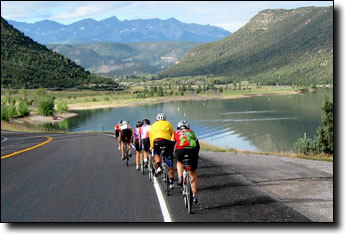 Cyclists riding the Ridge of the Rockies
