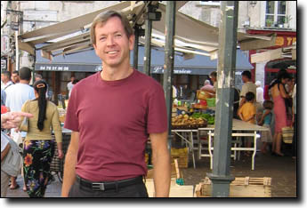 Mark at a market in Grenoble France