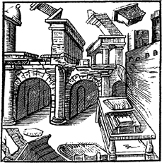 Books and toppling buildings