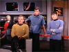 Kirk, Spock, and McCoy on bridge