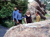Kirk, Spock, McCoy, Eleen in hills