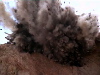 Falling rocks from explosion