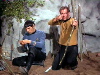 Kirk and Spock making bows and arrows
