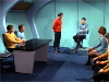 Scotty, Spock and various officers in conference room