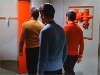 Kirk, Spock, Scotty approach turbo-lift