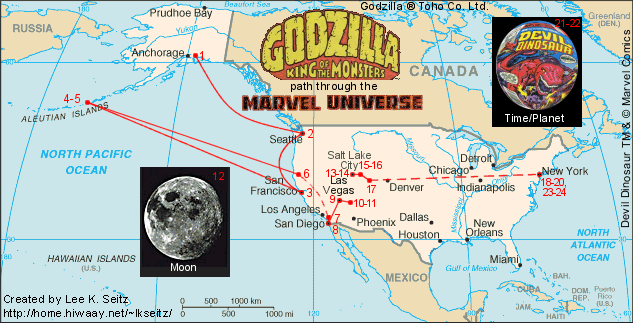 Godzilla's Path through the Marvel Universe
