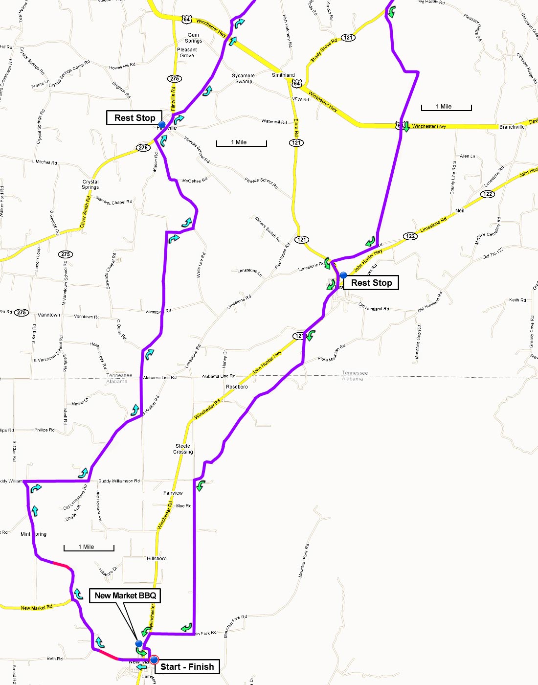 Lynchburg Hills map south half