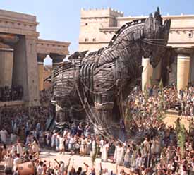 The Trojans learn the hard way to beware Greeks bearing gifts.