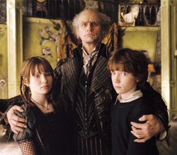 Jim Carrey, center, stars with Emily Browning, left, and Liam Aiken in ''Lemony Snicket's A Series of Unfortunate Events.''
